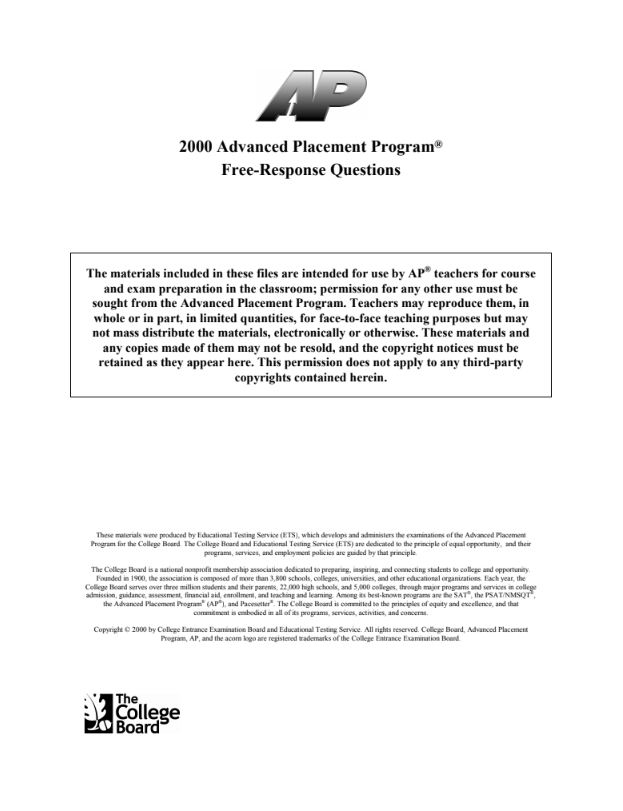 2000 AP® Psychology Free-Response Questions AP Test Prep