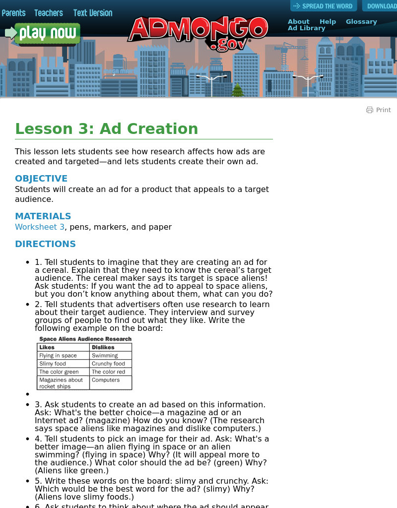 Ad Creation Lesson Plan