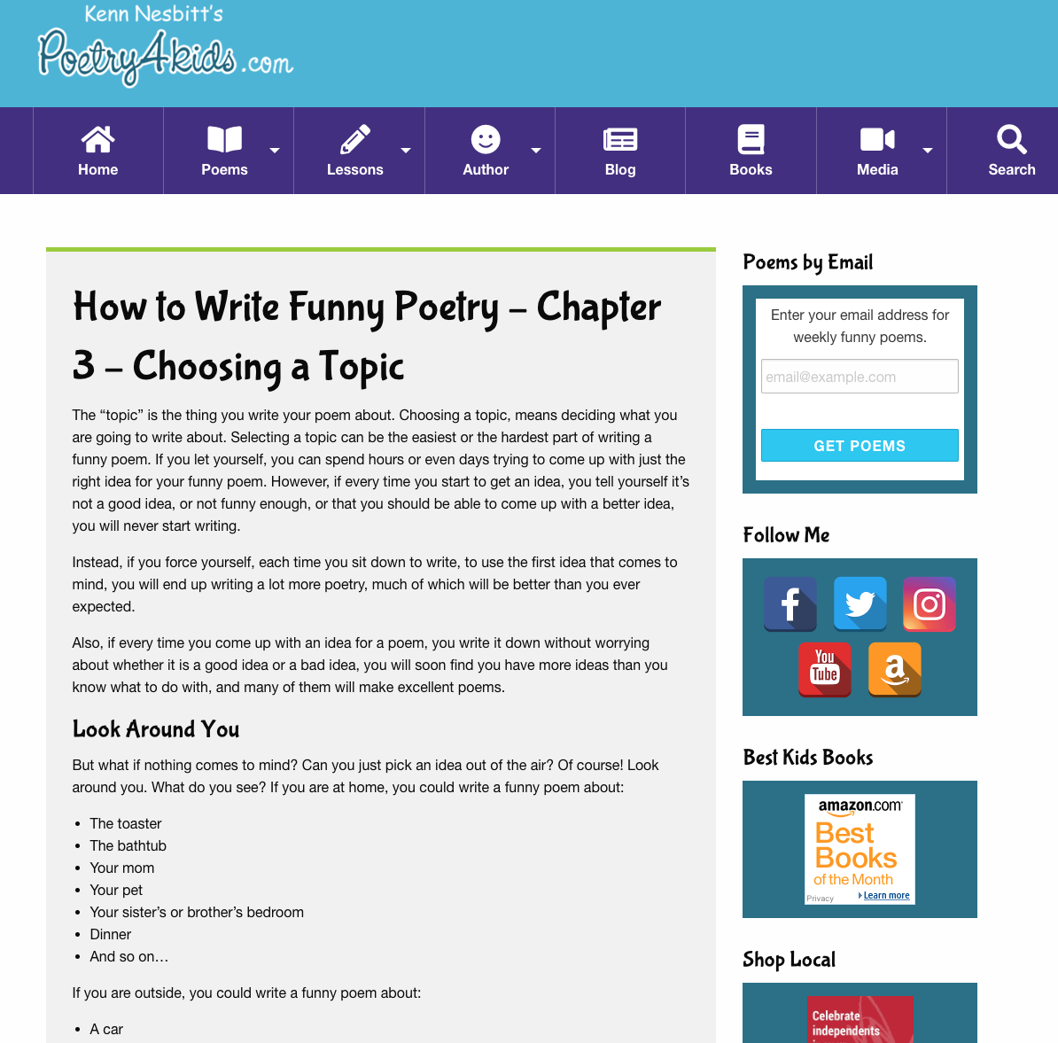 How to Write Funny Poetry — Chapter 3: Choosing a Topic Activity