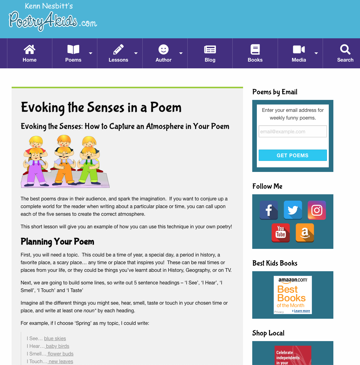 Evoking the Senses in a Poem Activity