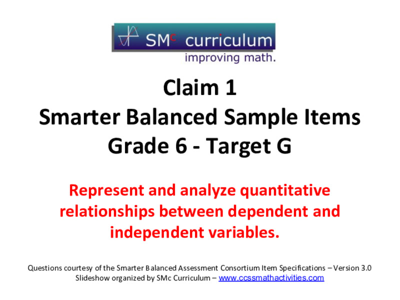 Smarter Balanced Sample Items: 6th Grade Math – Target G Assessment
