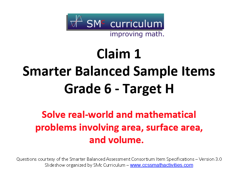 Smarter Balanced Sample Items: 6th Grade Math – Target H Assessment