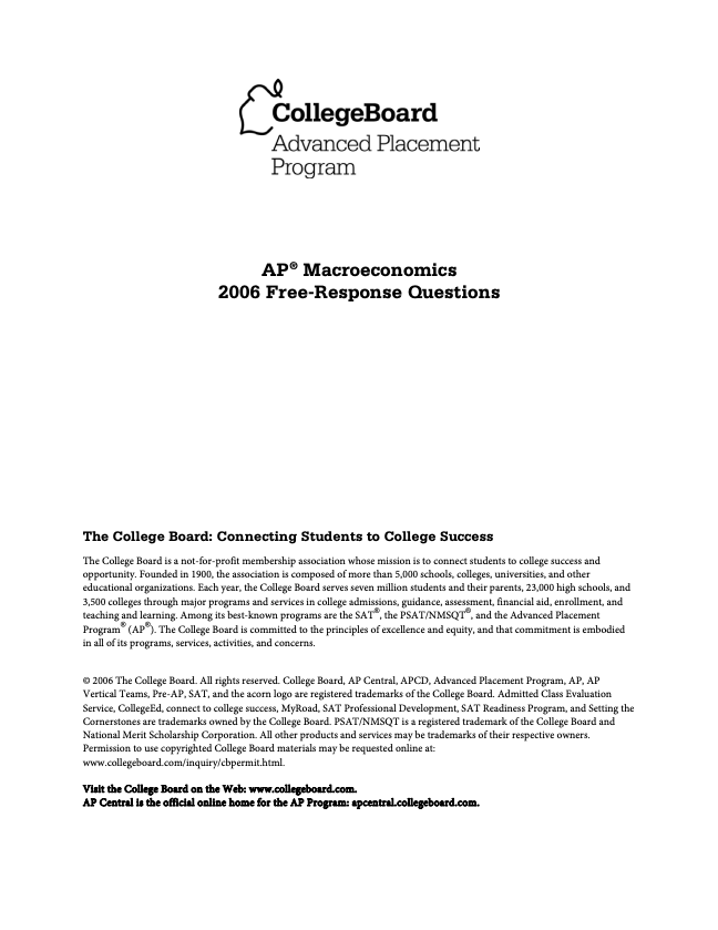 2006 AP® Macroeconomics Free-Response Questions AP Test Prep