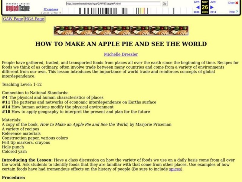 How To Make an Apple Pie and See the World Lesson Plan
