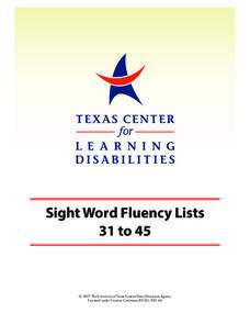 Sight Word Fluency Lists 31 to 45 Worksheet