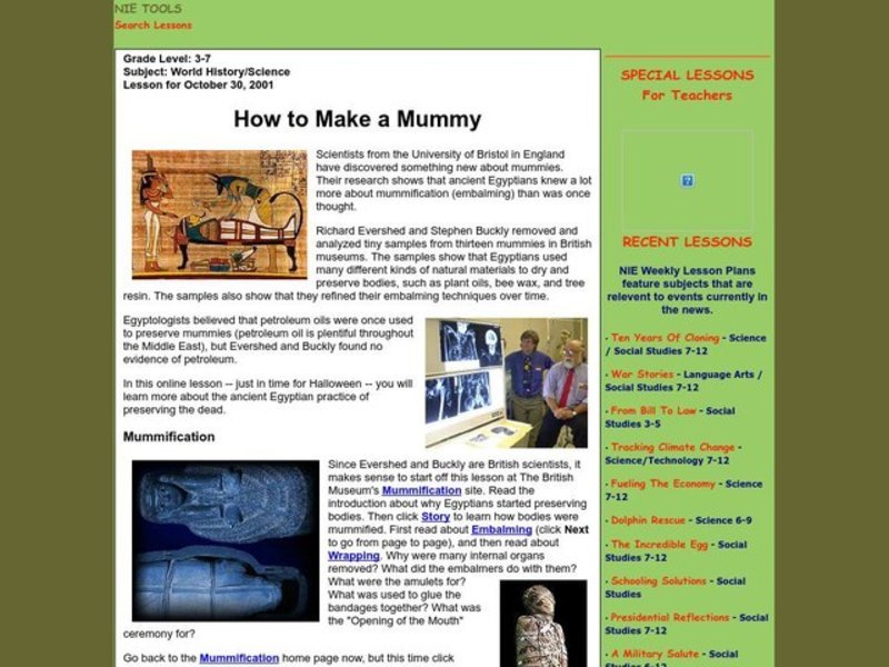 How To Make a Mummy Lesson Plan