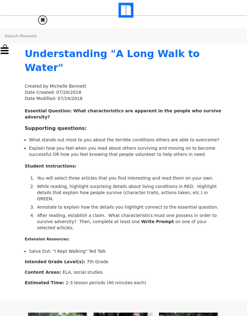 Understanding "A Long Walk to Water" Lesson Plan