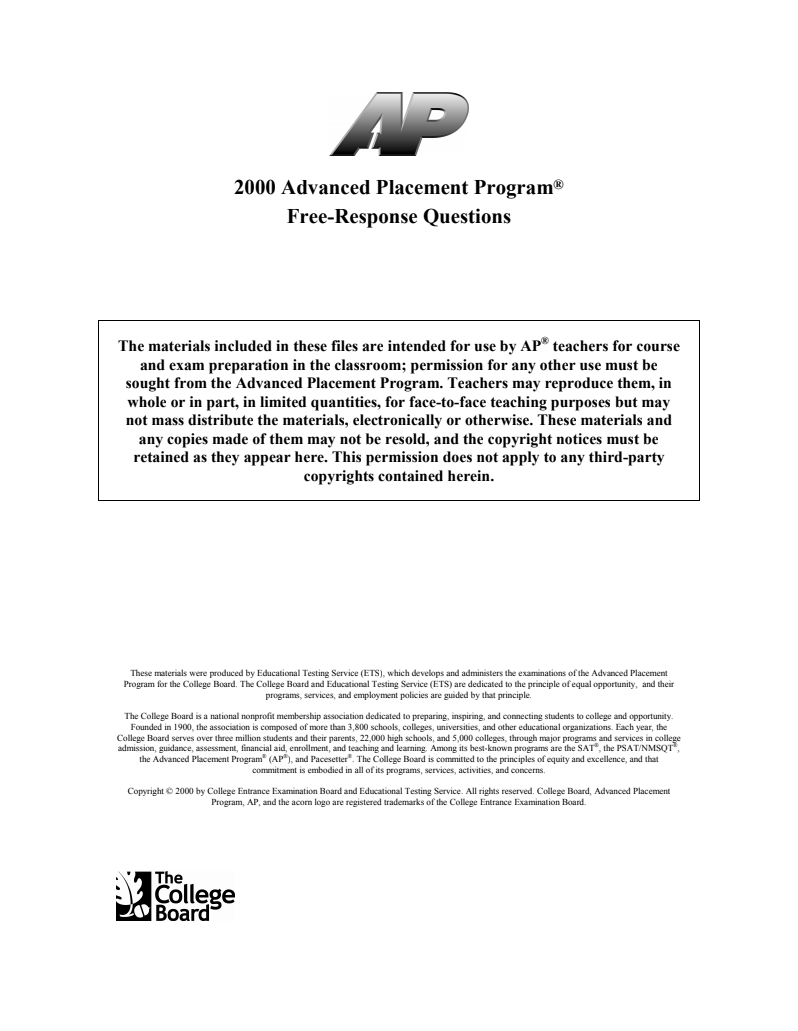 2000 AP® English Language and Composition Free-Response Questions AP Test Prep