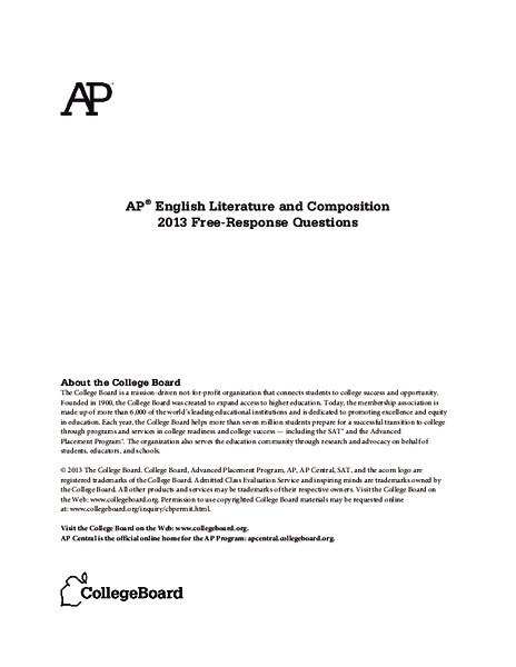 2013 AP® English Literature and Composition Free-Response Questions AP Test Prep