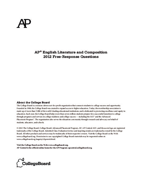 2012 AP® English Literature and Composition Free-Response Questions AP Test Prep