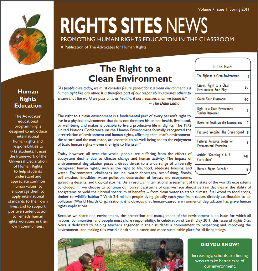The Right to a Clean Environment: Right to a Clean Environment Role-Play Lesson Plan