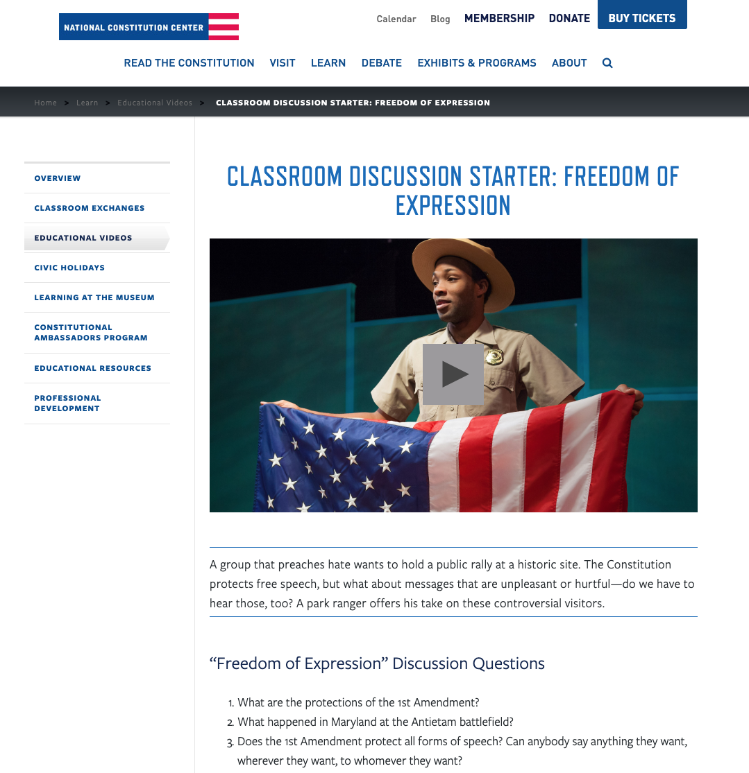 Classroom Discussion Starter: Freedom of Expression Instructional Video