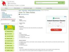 How To Take Notes Lesson Plan