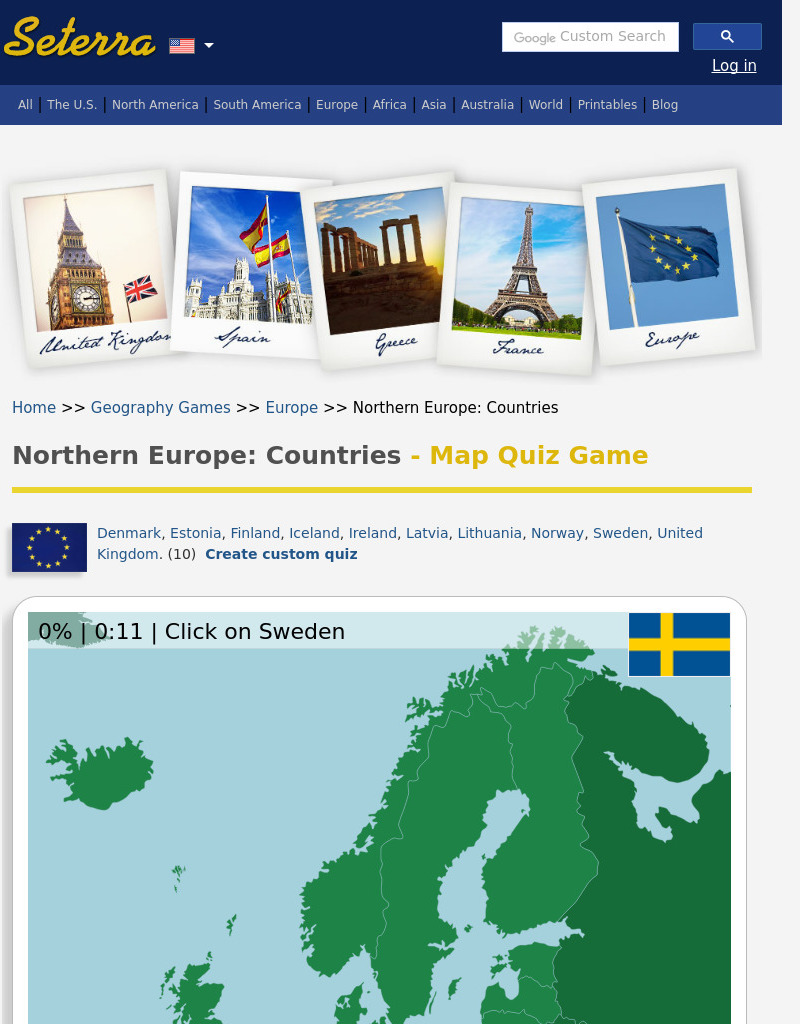 Northern Europe: Countries - Map Quiz Game Interactive