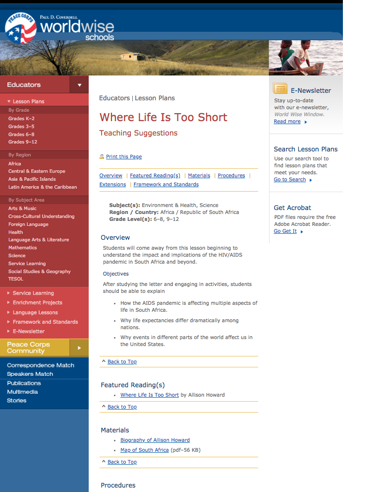 Where Life Is Too Short Lesson Plan