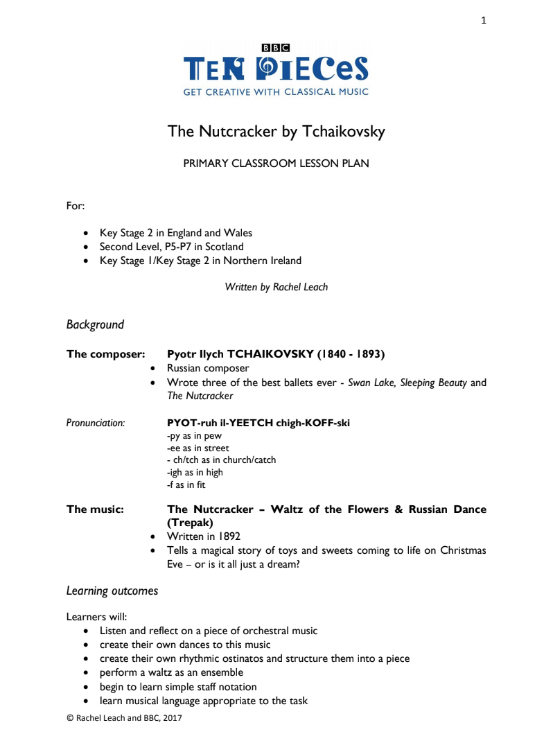 The Nutcracker by Tchaikovsky Unit Plan