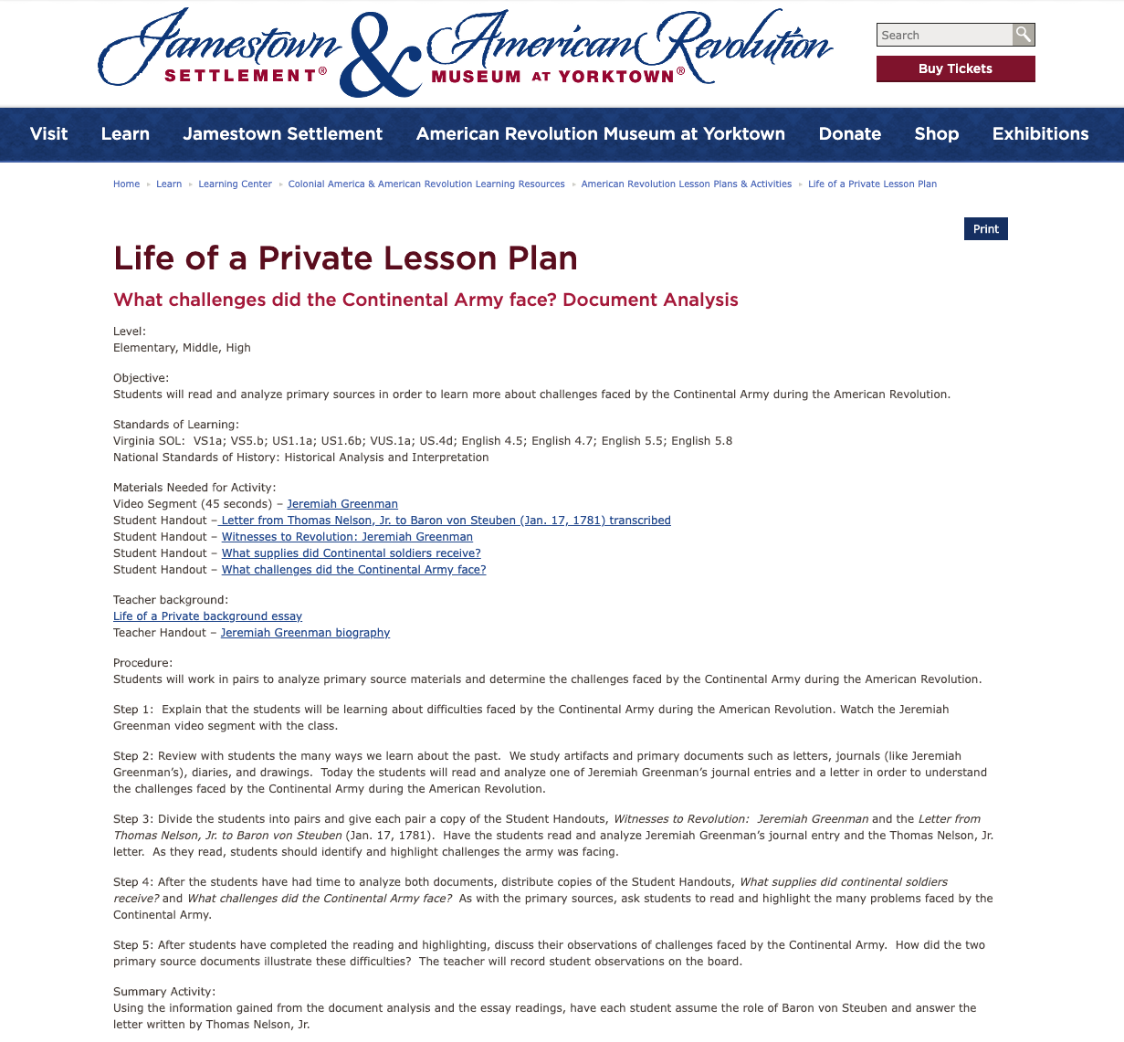 Life of a Private Lesson Plan Lesson Plan