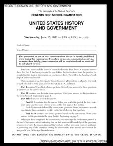 US History and Government Examination: June 2016 Assessment