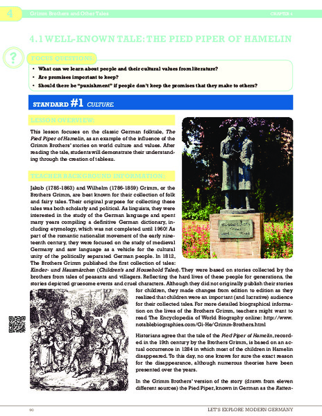 Well-Known Tale: The Pied Piper of Hamelin Lesson Plan