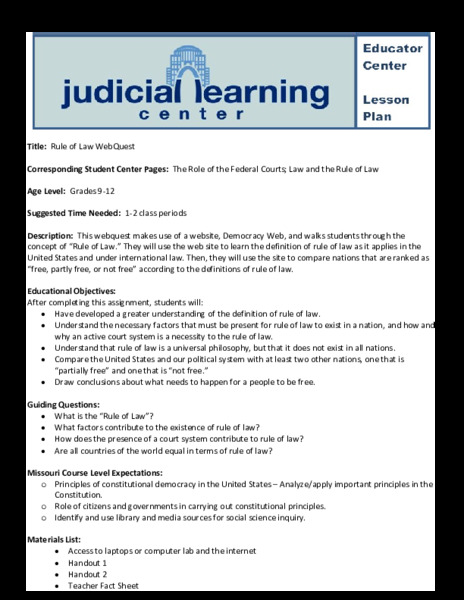 Rule of Law WebQuest Lesson Plan