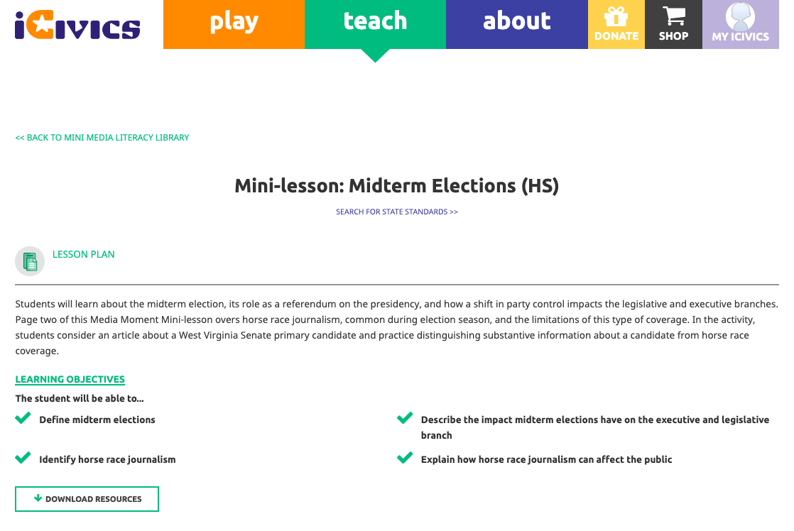 Mini-Lesson: Midterm Elections Lesson Plan