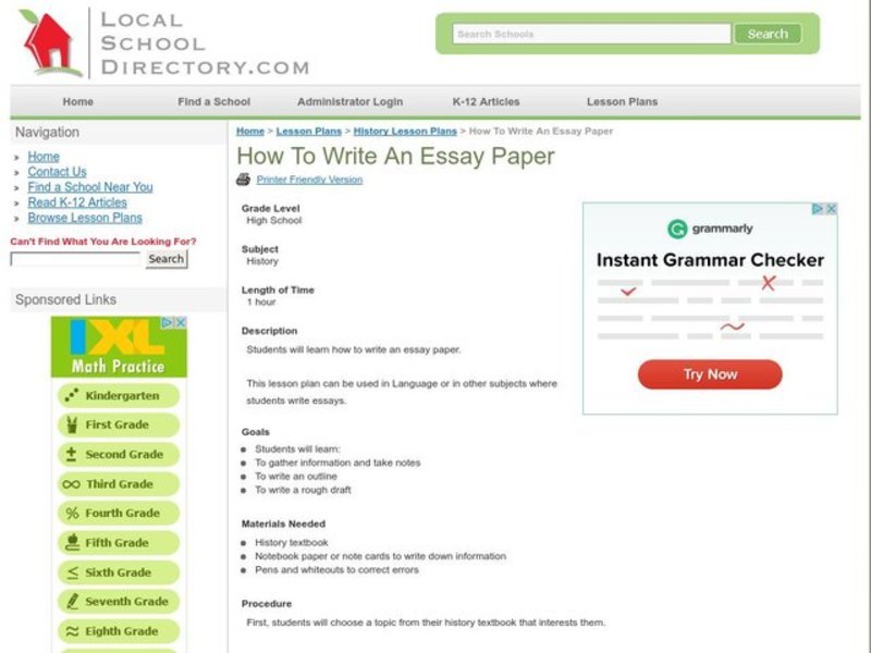 How To Write an Essay Paper Lesson Plan