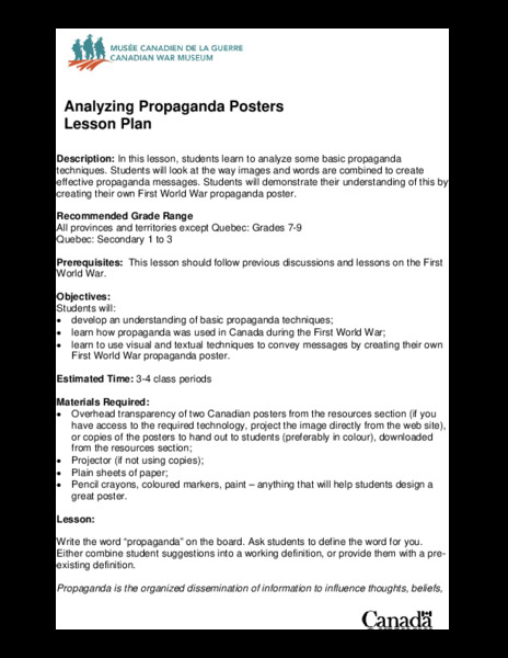 Analyzing Propaganda Posters Lesson Plan