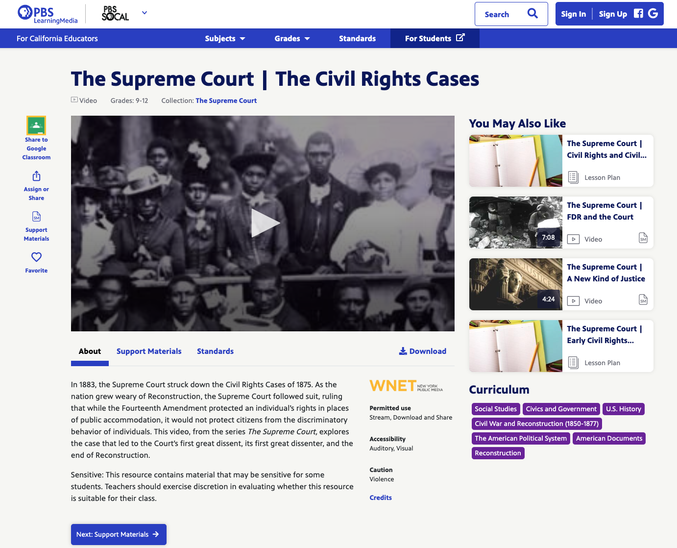 The Supreme Court: The Civil Rights Cases Instructional Video
