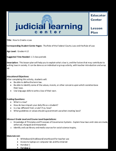 How to Create a Law Lesson Plan
