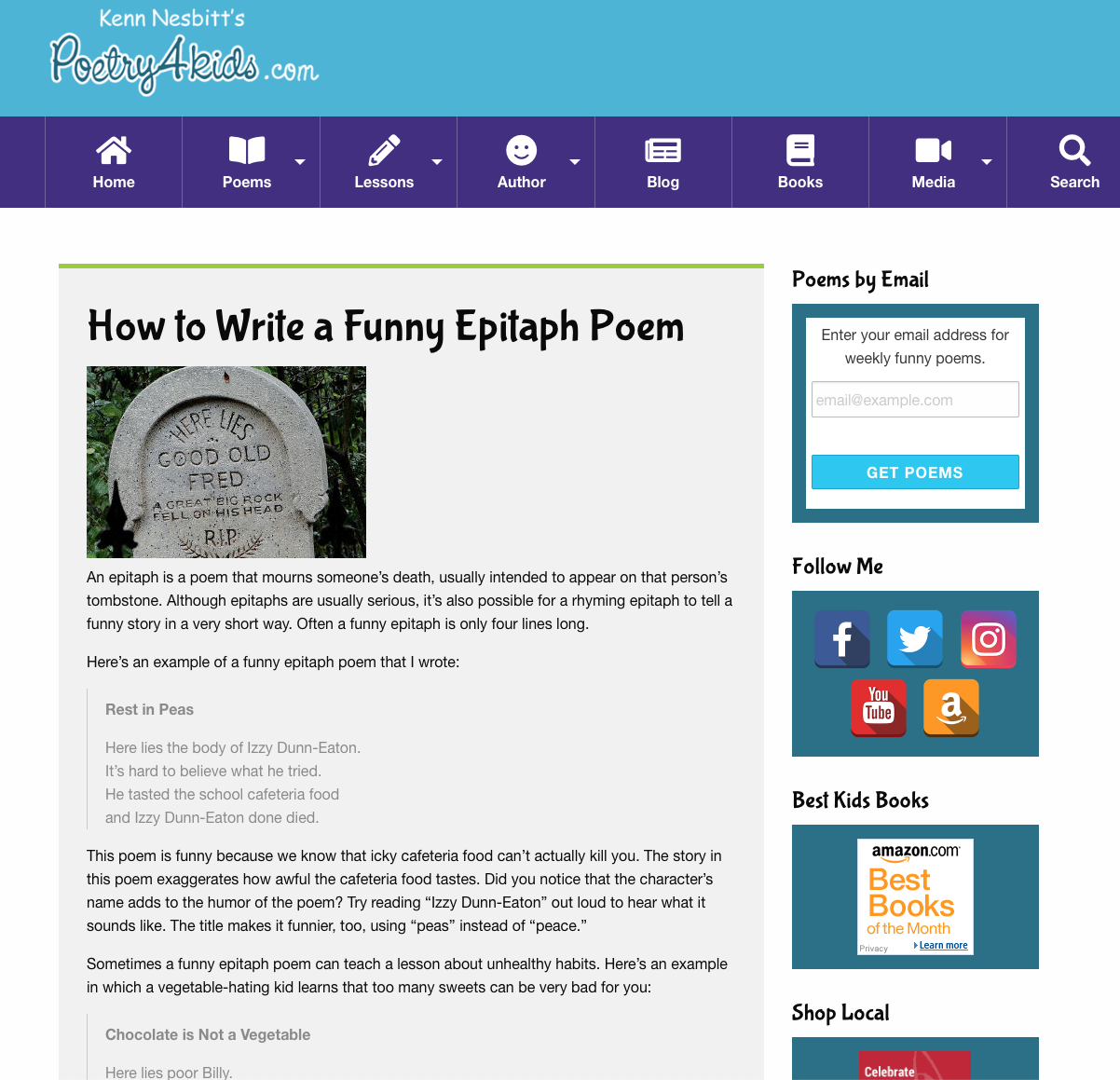 How to Write a Funny Epitaph Poem Activity