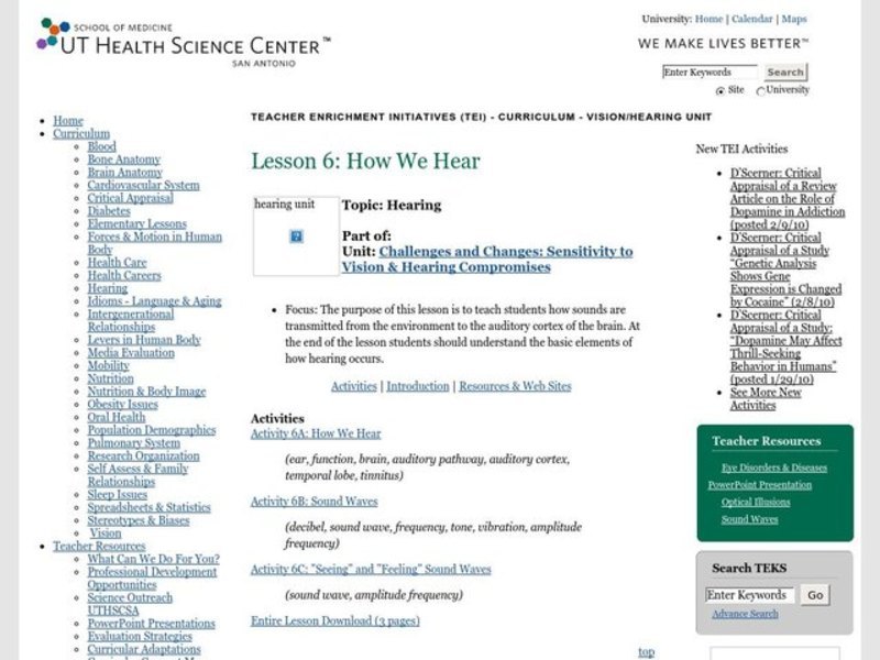 How We Hear Lesson Plan