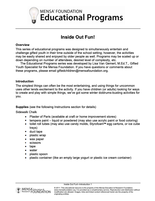 Inside Out Fun! Activity