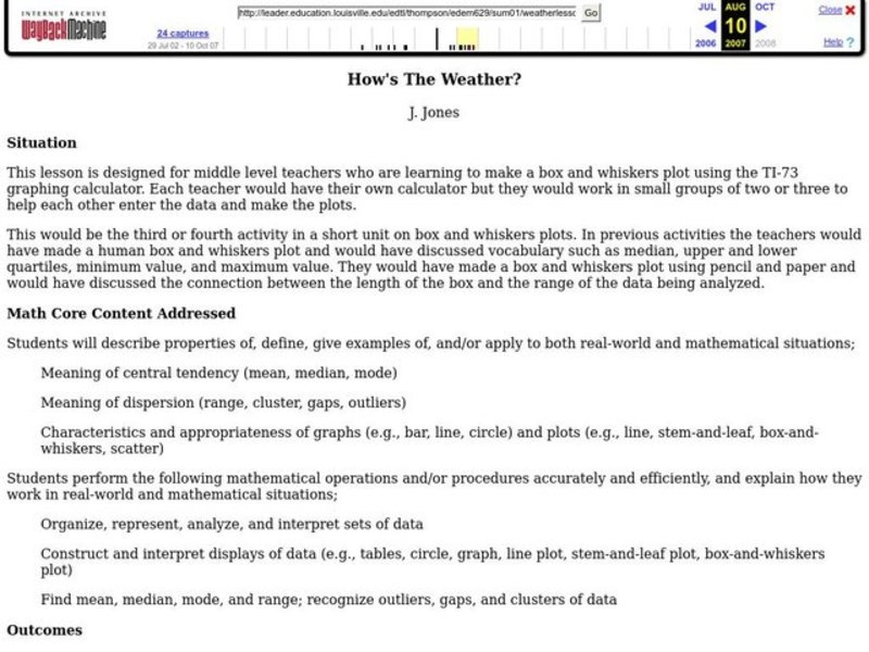 How's The Weather? Lesson Plan
