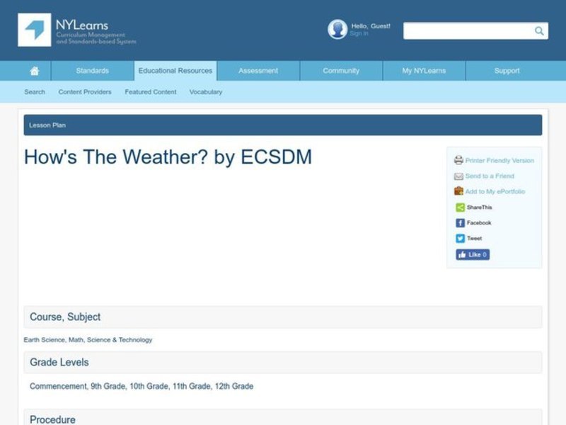 How's the Weather? Lesson Plan
