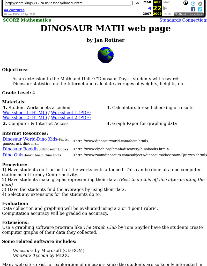 Dinosaur Math Lesson Plan