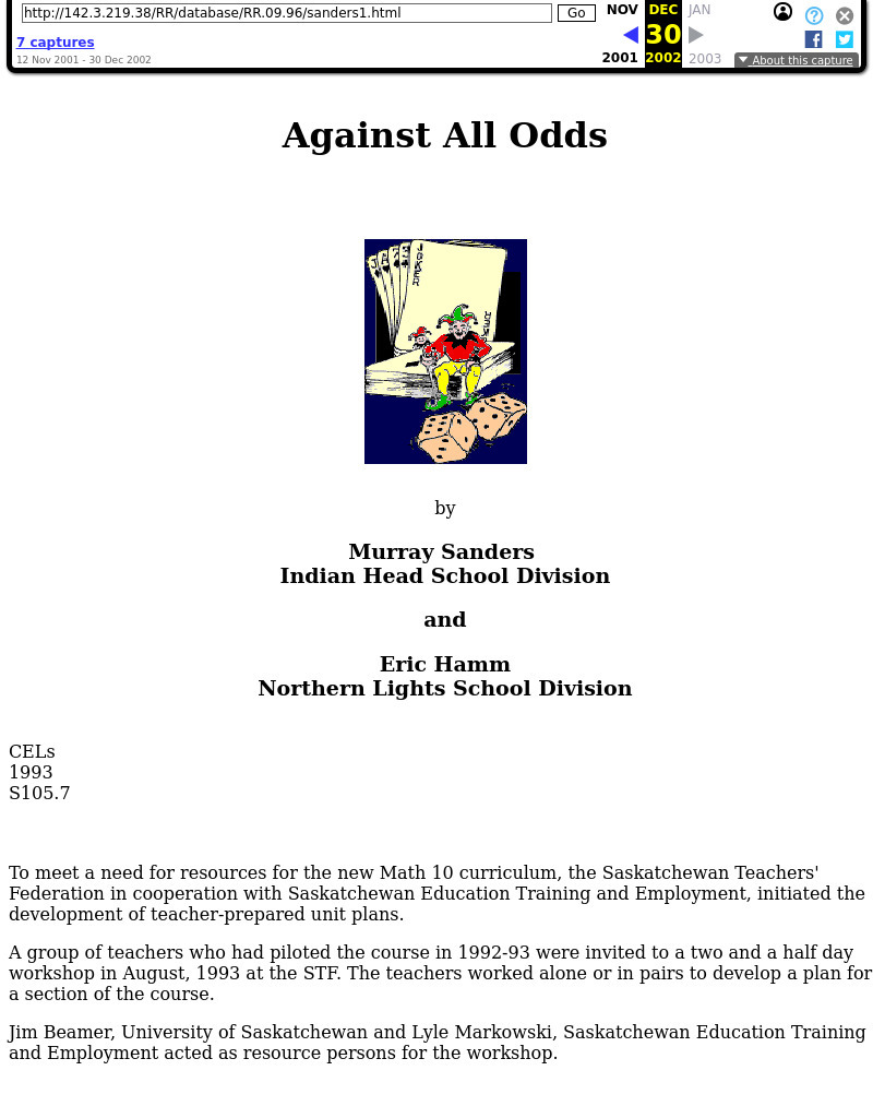 Against all Odds Lesson Plan