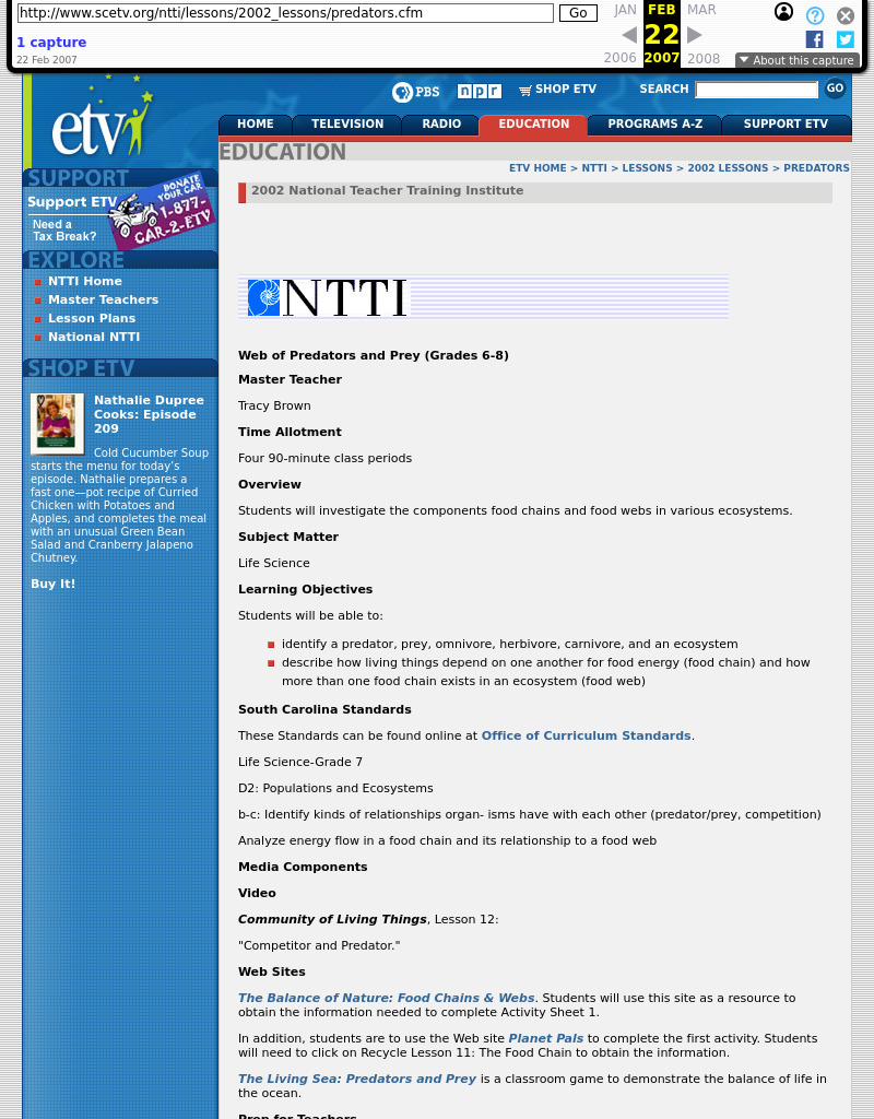 Web of Predators and Prey Lesson Plan