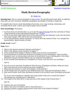 Math Review/Geography - Activity Lesson Plan