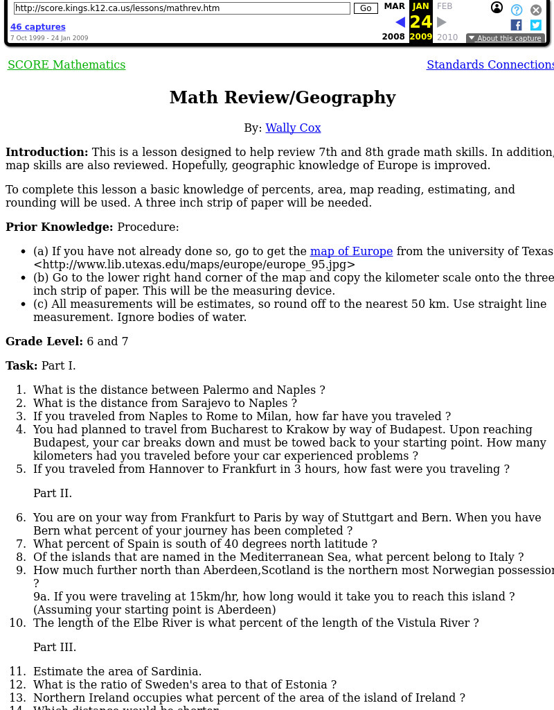Math Review/Geography - Activity Lesson Plan