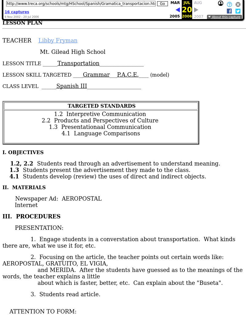 Transportation Lesson Plan