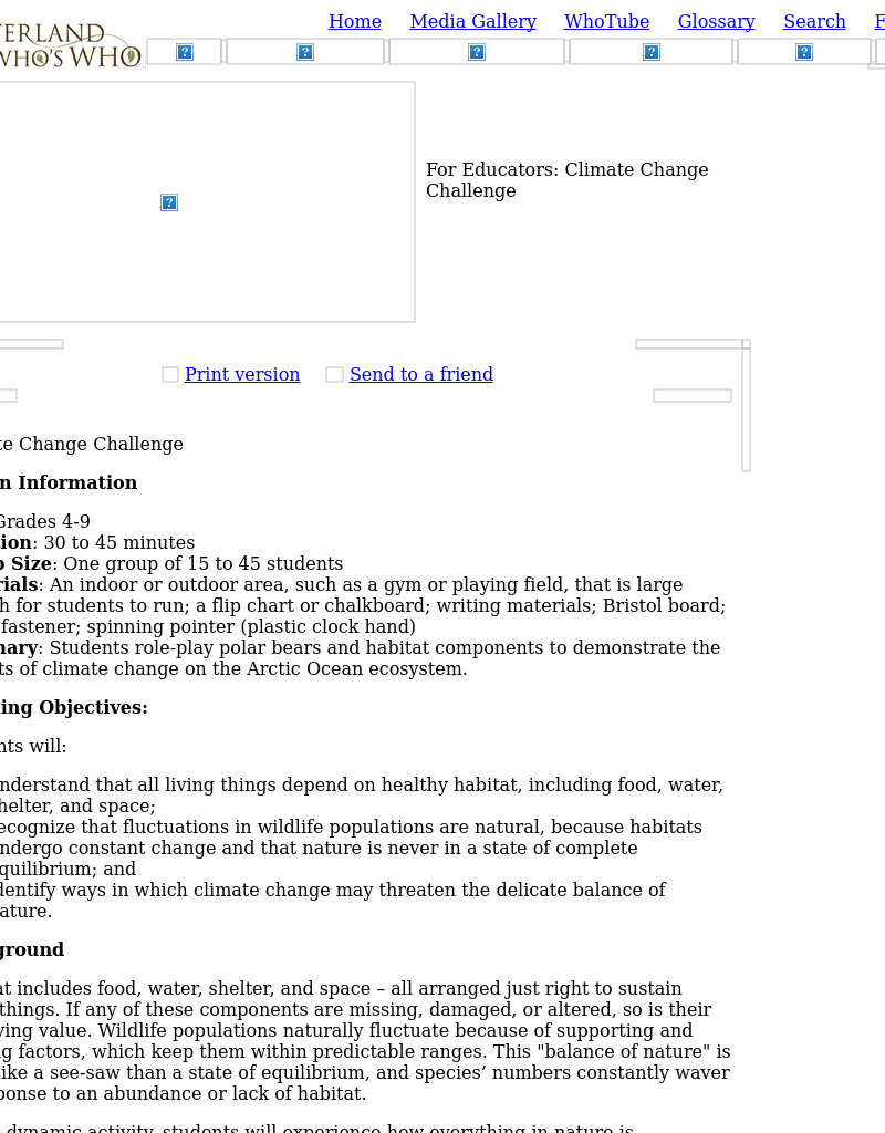 Climate Change Challenge Lesson Plan