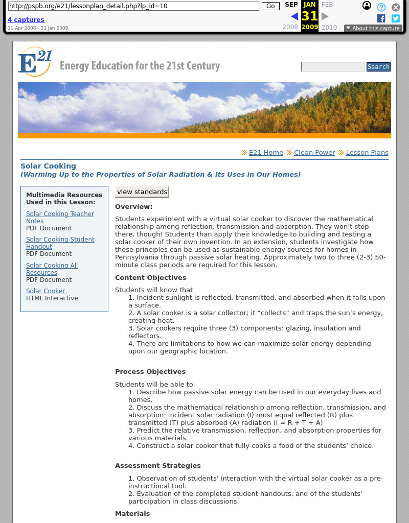 Solar Cooking Lesson Plan