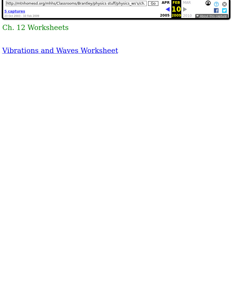 Vibrations and Waves Worksheet