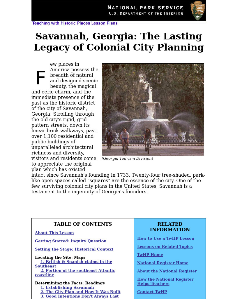 Savannah, Georgia: The Lasting Legacy of Colonial City Planning Lesson Plan