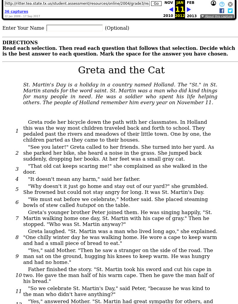 Reading Comprehension: "Greta and the Cat" Interactive