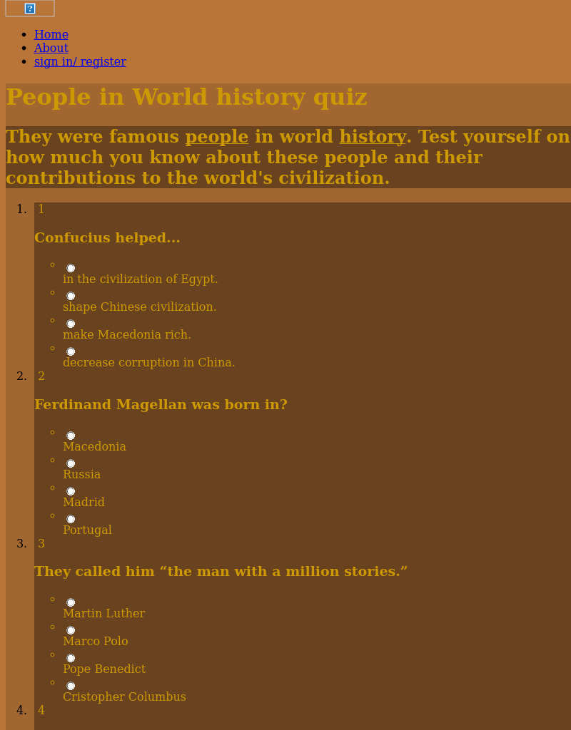 People in World History Quiz Interactive