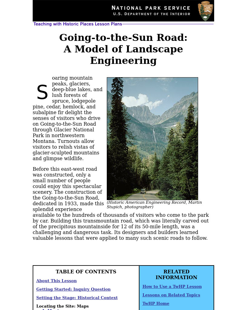 Going-to-the-Sun Road: A Model of Landscape Engineering (95) Lesson Plan