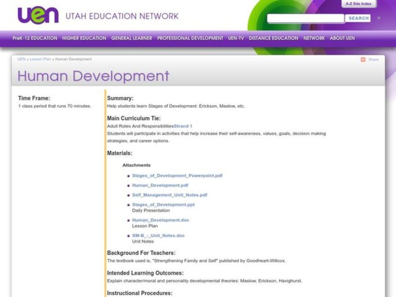 Human Development Lesson Plan