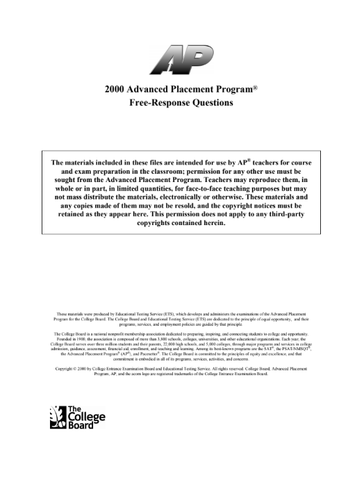 2000 AP® Microeconomics Free-Response Questions AP Test Prep
