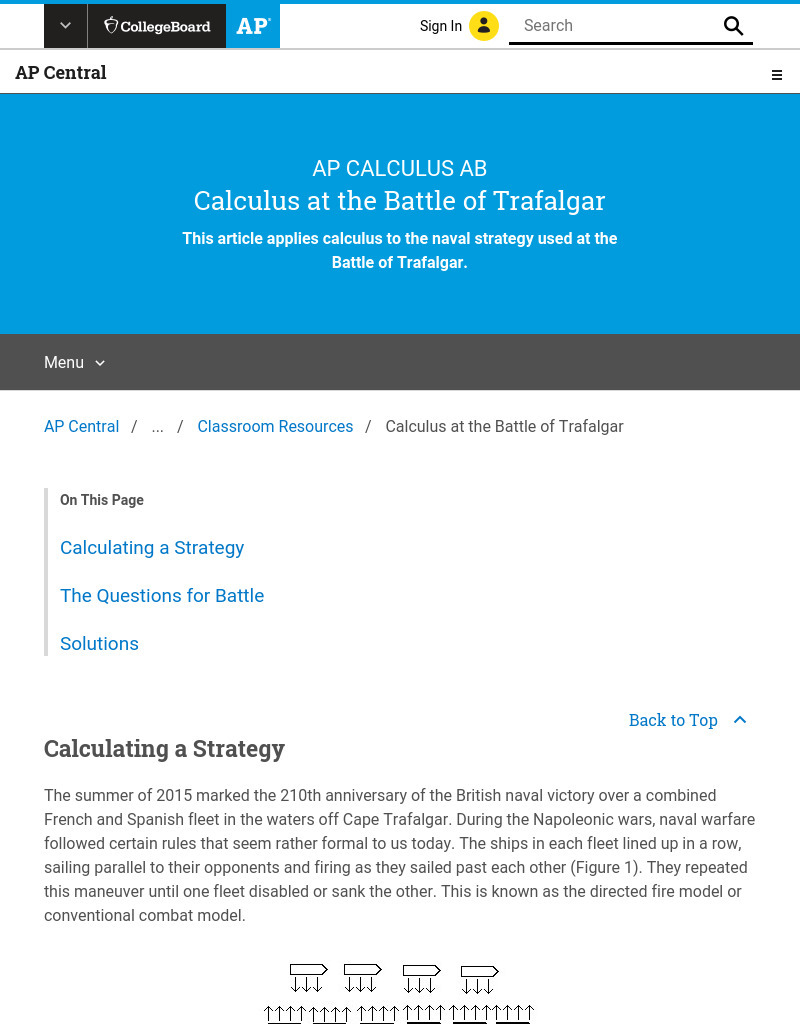 Calculus at the Battle of Trafalgar AP Test Prep